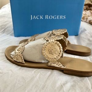 Jack Rogers Lauren Sandals, Size 9, Platinum